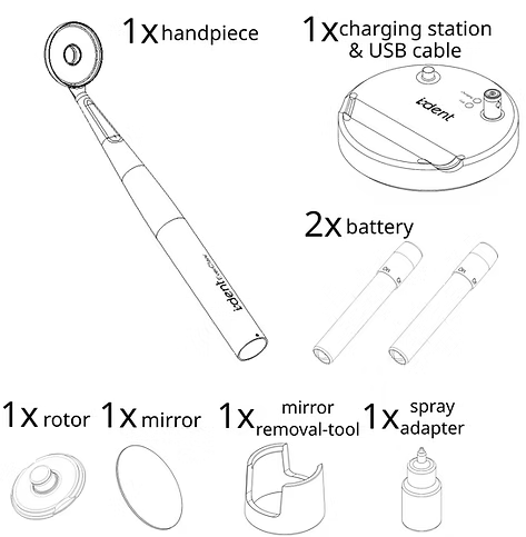 i-dent Everclear Comfort Pack: 2x Batteries and stainless-steel charging station
