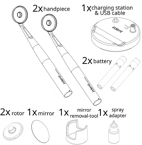 i-dent Everclear Duo Pack: 2x Batteries + Charging Station + 2 handles